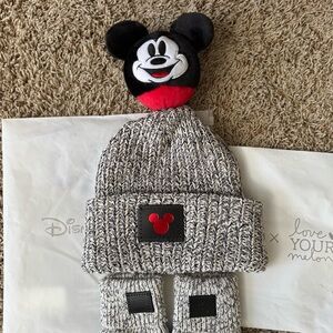 Disney x love Your Melon Mickey Mouse Knit Hat and Mittens - Black and White
